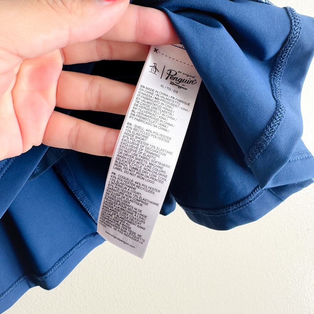 Penguin Blue on Blue Piped Pleated Lined Skort XL Golf Tennis Country Club - Picture 5 of 10